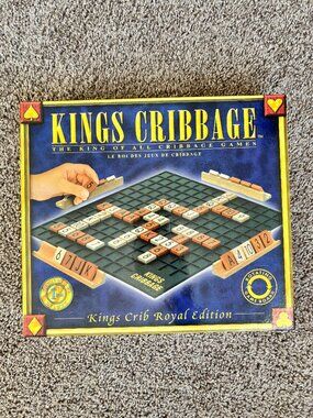 Kings Cribbage Board Game Royal Edition with Wooden Tiles and Rotating Board